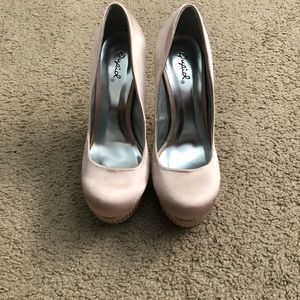 Pink satin platforms